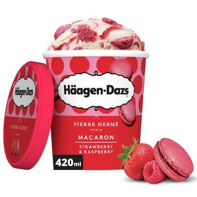 Haagen-Dazs Sladoled Macaron Wonderlust Strawberry & Raspberry Pint 420 ml