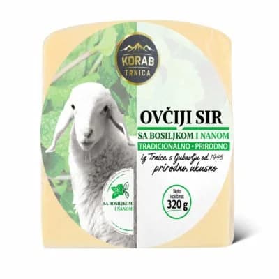 Sir Ovciji Punomasni Polutvrdi Sa Nanom I Bosiljkom 320 g