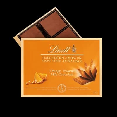 Lindt Pralina Swiss Thins Orange 125 g