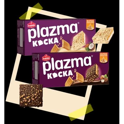 Bambi Keks Vafel Plazma Kocka Karamel Kokice Preliven Belom Čokoladom 68 g