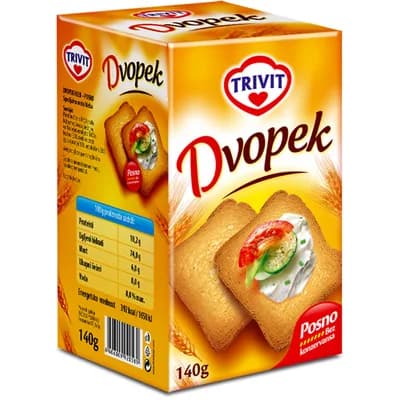 Trivit Dvopek Posni Integralni Pek 140 g