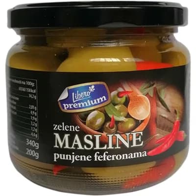 Masline Zelene Premium Sa Feferonom 340 g