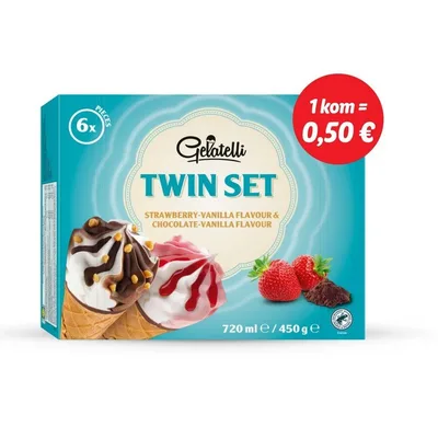 Gelatelli Sladoled Kornet Čokolada Van 120 ml