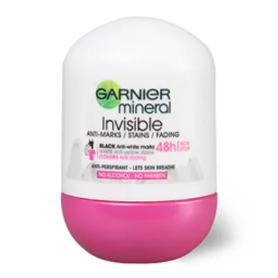 Garnier Deo Rollon Women Mineral Invis Black & White Colors 50 ml