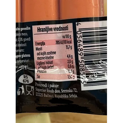 Baroni Dimljeni Svinjski Hot Dog 500 g