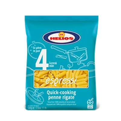 Testenina Osušena od Krupice Durum Pšenice Penne Rigate Espressi Helios 500 g