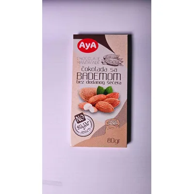 Mlečna Čokolada Sa Bademom I Zaslađivačima Bez Dodatog Šećer 60 g