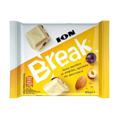 Čokolada Bela Sa Grožđem Bademom I Lešnikom Break 85 g