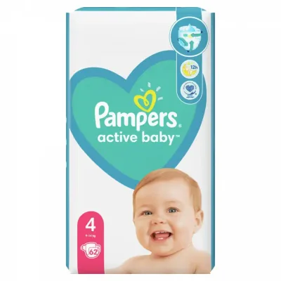 Pampers Pelene Active Baby 4 Jpm Maxi P&g 62 kom
