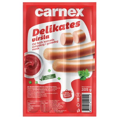 Carnex Viršla Smazalice Delikates Hot Dog 205 g