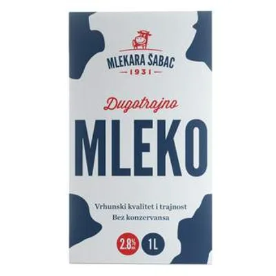Mleko Uht 2,8%mm Bč Tb Šabac 1 L