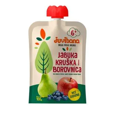 Voćna Kašica Jabuka Kruška I Borovnica Pouch Juvitana Swiss 100 g