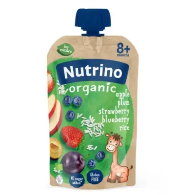 Kaša Voćna Organska Jabuka Šljiva Jagoda Borovnica Nutrino 100 g