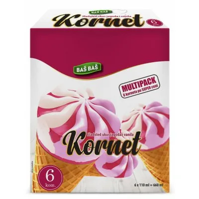 Sladoled Multipak Kornet Jagoda Baš 540 ml