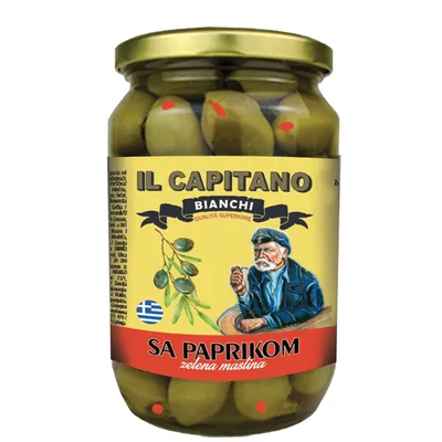 Masline Zelene Sa Paprikom Il Capitano 720 g