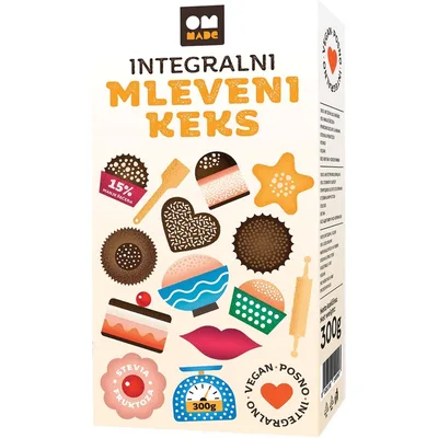 Keks Mleveni Integralni Stevia Om Made 300 g