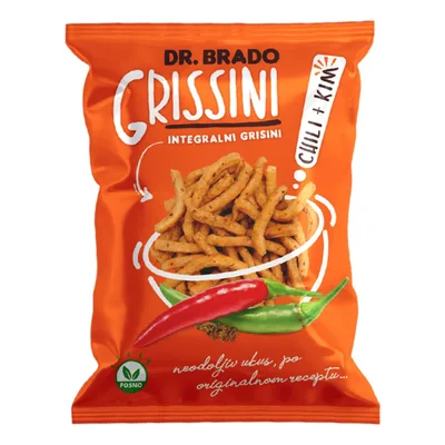 Stapici Integralni Dr Brado Grissini Chilli I Kim 70 g