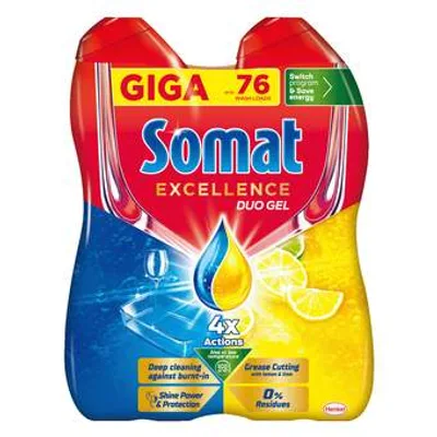 Gel Somat Excellence Duo Grease Lemon 76 Pranja 2x38 Henkel