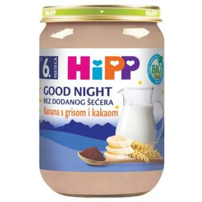 HiPP Kašica Mlečna Za Laku Noć Banana Griz I Kakao 190 g